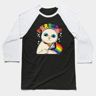 Purride Cat With Progress Pride Flag Baseball T-Shirt